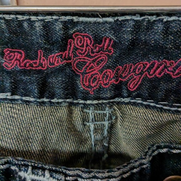 Rock and Roll CowGirl Studded Rhinestone Jeans Low Rise 26 x 36 - Picture 5 of 8